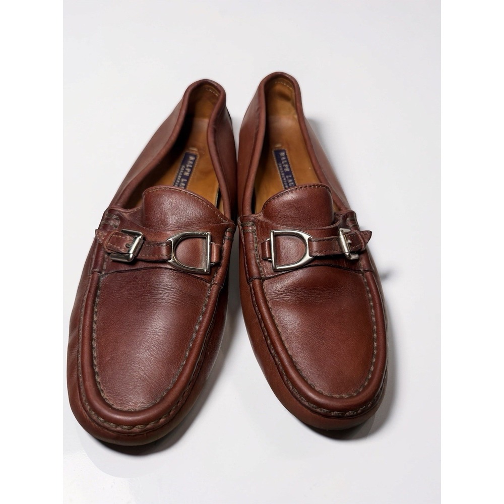 Ralph Lauren Purple Label Cordovan Brown Leather Drivers Loafers Size 7